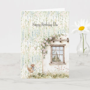 Huhn Romantisches Haus Fenster Blumen Geburtstag Karte