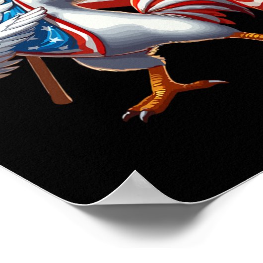 Huhn Rooster Sungles 4. Juli Amerikanische Flagge Poster (Ecke)
