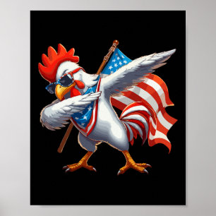 Huhn Rooster Sungles 4. Juli Amerikanische Flagge Poster