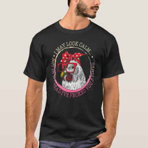 Huhn sah ruhig florale Frauen Cowgirl Land L T-Shirt