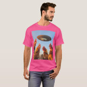 Huhn Selfie mit Ufos Außerirdischen Funny Graphie T-Shirt (Vorne ganz)