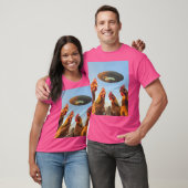 Huhn Selfie mit Ufos Außerirdischen Funny Graphie T-Shirt (Unisex)