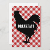 Huhn-Silo auf rotem Karo-Hintergrund-Frühstück Einladung (Vorne/Hinten)
