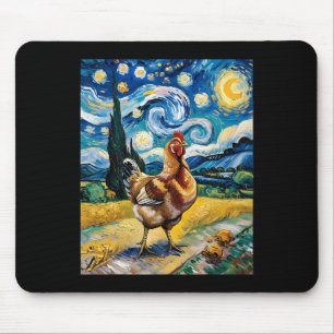 Huhn Sternennacht Van Gogh Stil Hühnerfarm Geflüge Mousepad