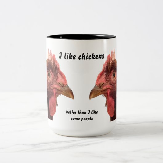 Huhn-Tasse - ich mag Hühner Zweifarbige Tasse (Mittel)