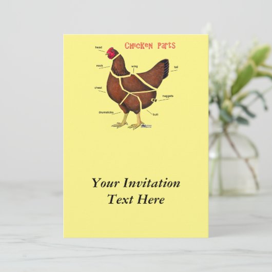 Huhn-Teile Einladung (Stehend Vorderseite)