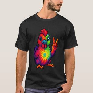Huhn Tie Dye Friedenszeichen Hippie Lustiges Huhn T-Shirt