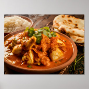 Huhn Tikka Masala Curry mit Reis Poster