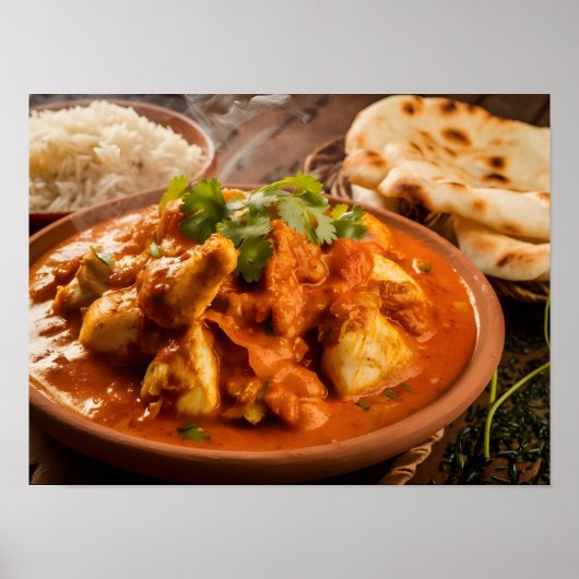 Huhn Tikka Masala Curry mit Reis Poster (Vorne)