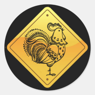 Huhn-Überfahrt-Aufkleber Runder Aufkleber