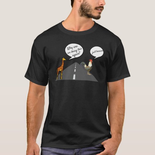 Huhn-Überquerung-Straßen-Rätsel mit Giraffe T-Shirt (Vorderseite)