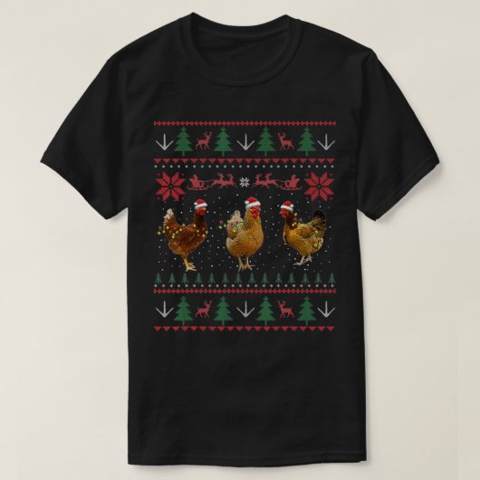 Huhn Uggge Weihnachtskraut Funny Chicken Xmas T-Shirt (Design vorne)