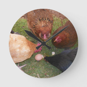 Huhn-Uhr Runde Wanduhr