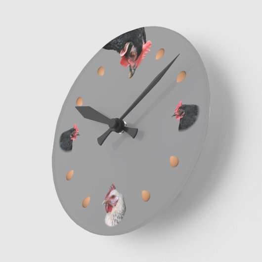 Huhn und Ei Runde Wanduhr (Winkel)