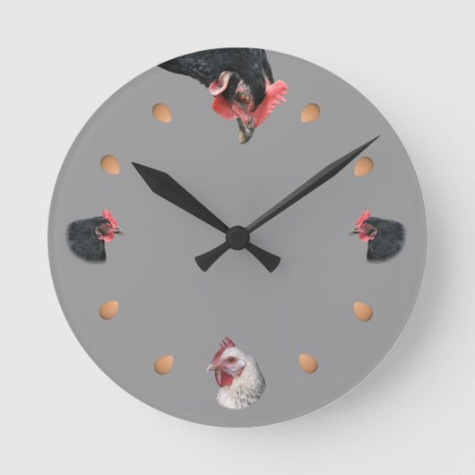 Huhn und Ei Runde Wanduhr (Vorderseite)