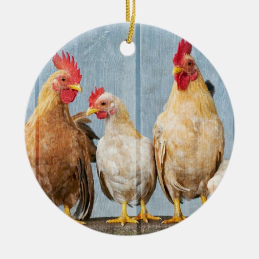 Huhn und Freunde Keramik Ornament (Vorne)