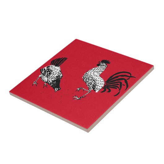 Huhn und Hahn Fliese (Seite)