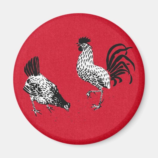 Huhn und Hahn Magnet (Vorne)