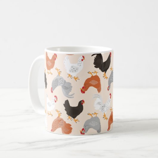 Huhn-und Hahn-Muster Kaffeetasse (Vorderseite Links)