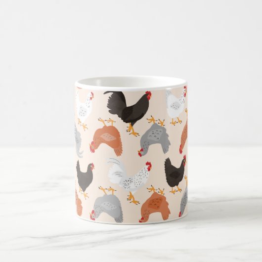 Huhn-und Hahn-Muster Kaffeetasse (Mittel)