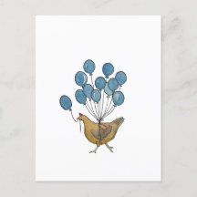Huhn und Luftballons Postkarte