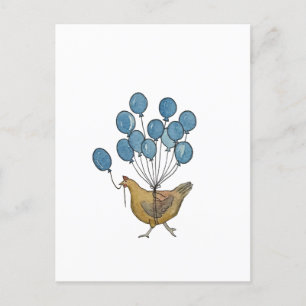 Huhn und Luftballons Postkarte