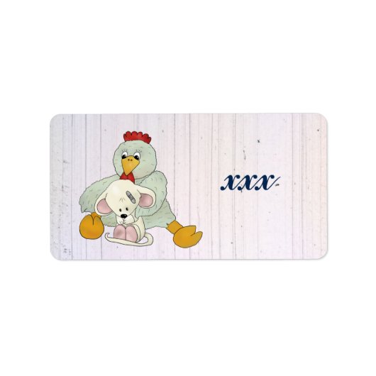 Huhn und Maus personalisiert Adressaufkleber (Vorne)