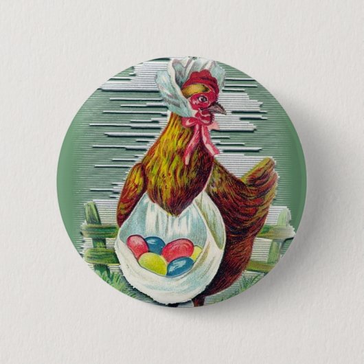 Huhn und Ostereier-Knopf Button (Vorderseite)