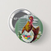 Huhn und Ostereier-Knopf Button (Vorne & Hinten)
