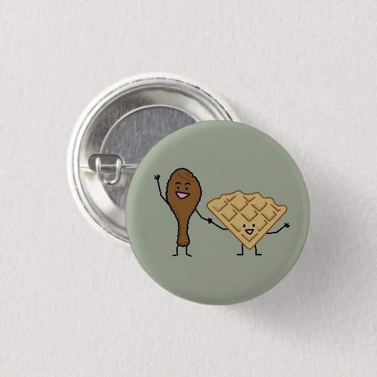 Huhn und Waffeln amerikanisch u. südliches Kochen Button (Vorne & Hinten)