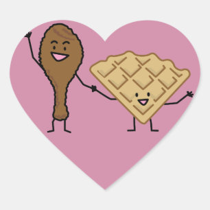 Huhn und Waffeln amerikanisch u. südliches Kochen Herz-Aufkleber