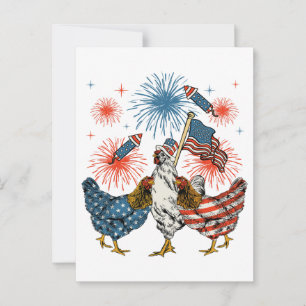 Huhn USA-Flagge Patriotisch 4. Juli Postkarte
