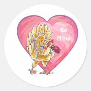 Huhn-Valentinstag Runder Aufkleber