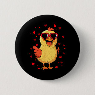 Huhn Valentinstag Sungles Herz Süße Verliebte Button