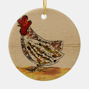Huhn Vintag Keramik Ornament