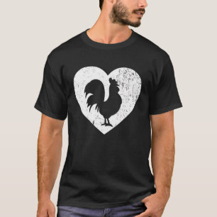 Huhn Vintage Weiß Herz Tierliebhaber Valentinstag T-Shirt