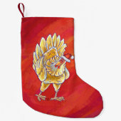 Huhn-Weihnachten auf Rot Kleiner Weihnachtsstrumpf (Vorderseite)