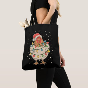 Huhn Weihnachtsbeleuchtung Weihnachtsmann-Mütze We Tasche