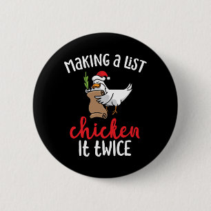 Huhn zweimal lustiges Hühner-Weihnachtsdesign Button