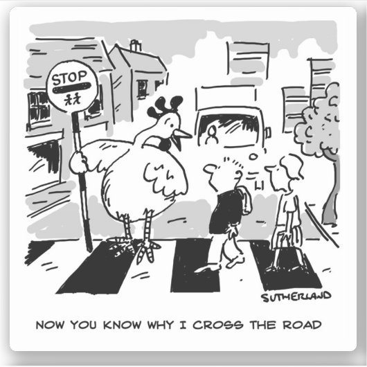 Hühnchen auf einer Schulüberquerung Aufkleber (Vorderseite)