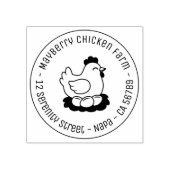 Hühnchen auf Nest mit Eierkuchen Runde Adresse Gummistempel (Prägung)