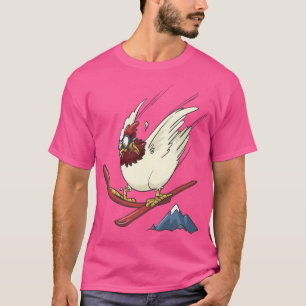 Hühnchen auf Ski abwärts T-Shirt