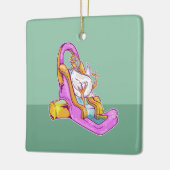 Hühnchen auf Wasserrutsche Keramikornament (Links)