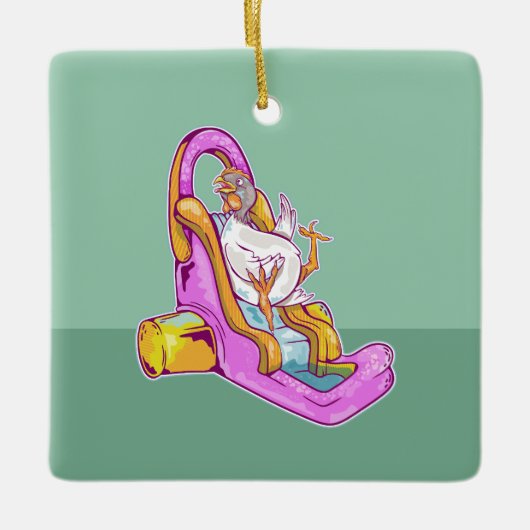 Hühnchen auf Wasserrutsche Keramikornament (Vorderseite)