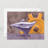 Hühnchen aus Metall Postkarte (Vorne/Hinten)