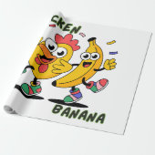 HÜHNCHEN BANANEN TÄNZ GESCHENKPAPIER (Ungerollt)