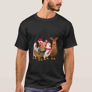 Hühnchen bedeckt in Weihnachtslicht Funny Christma T-Shirt