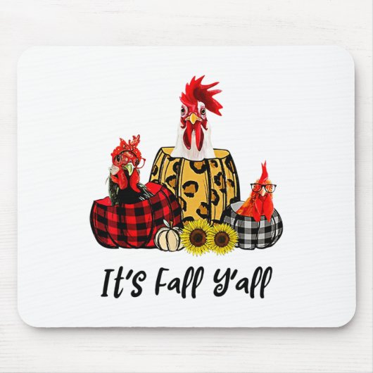 Hühnchen Es ist Fall Y'all Leopard Pumpkin Herbst Mousepad (Vorne)
