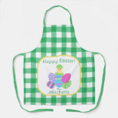 Hühnchen Farbe Eier Grün Kariert Frohe Ostern NAME Schürze (Vorderseite)