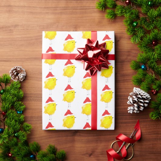 Hühnchen gelb Wasserfarbe stilvoll Geschenkpapier (Feiertagsgeschenk)